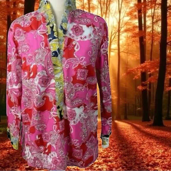 J. Crew NWOT XXS Pink Band Collar Poplin Popover Tunic Vintage Paisley Size XXS - Picture 4 of 5